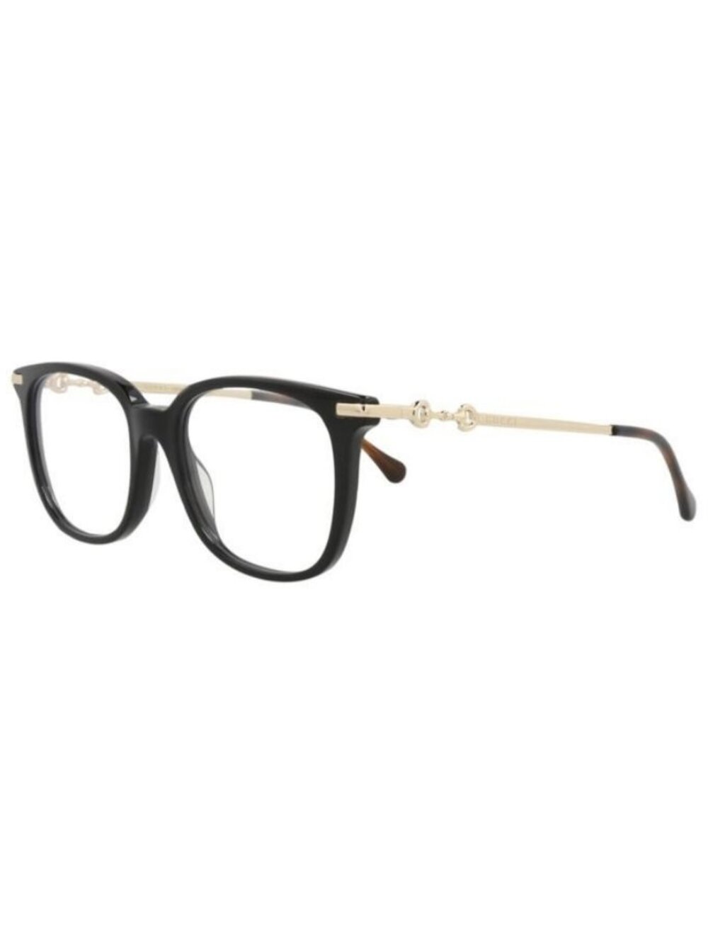 New Gucci Womens Square/Rectangle Black Gold Transparent Fashion Designer Eyegla